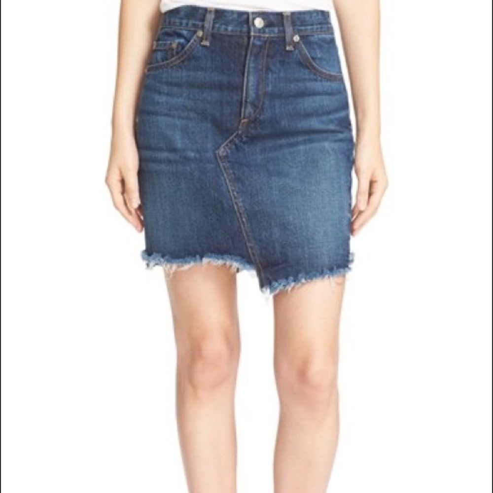 RAG & BONE | Dive Pocket Shadow Cutoff Denim Jean Asymmetrical Luxury Skirt 28W